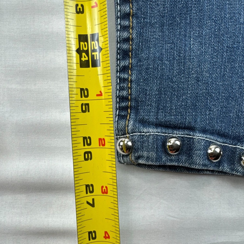 Apple Bottoms Skinny Jeans Womens 7/8 Blue Denim Skinny Jeans Studded Ankle Zip - Picture 6 of 6